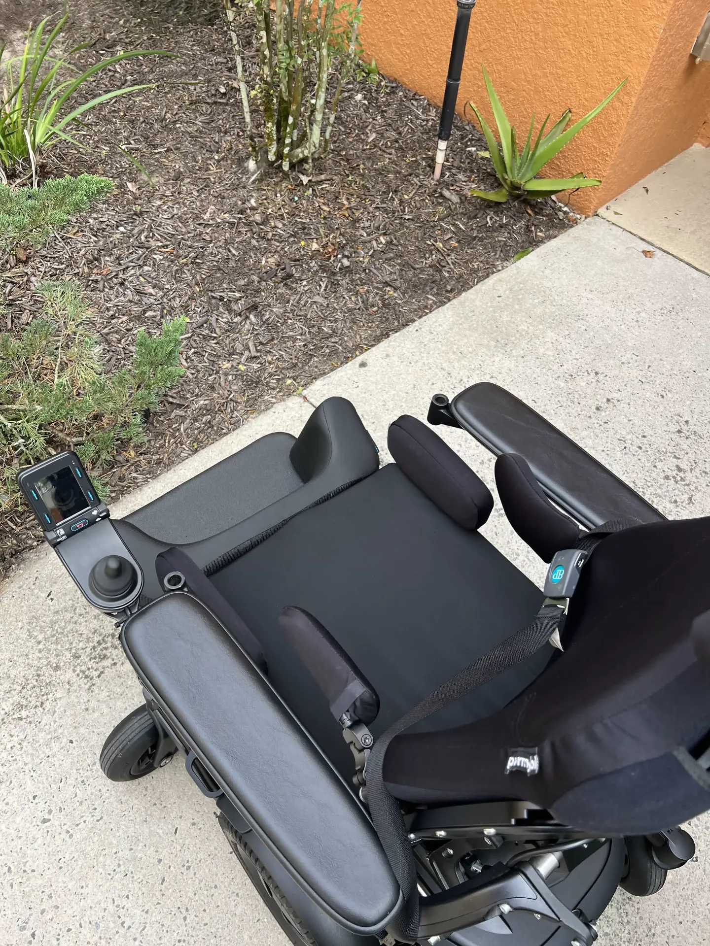 Permobil M3 Corpus power wheelchair seat in tilt position