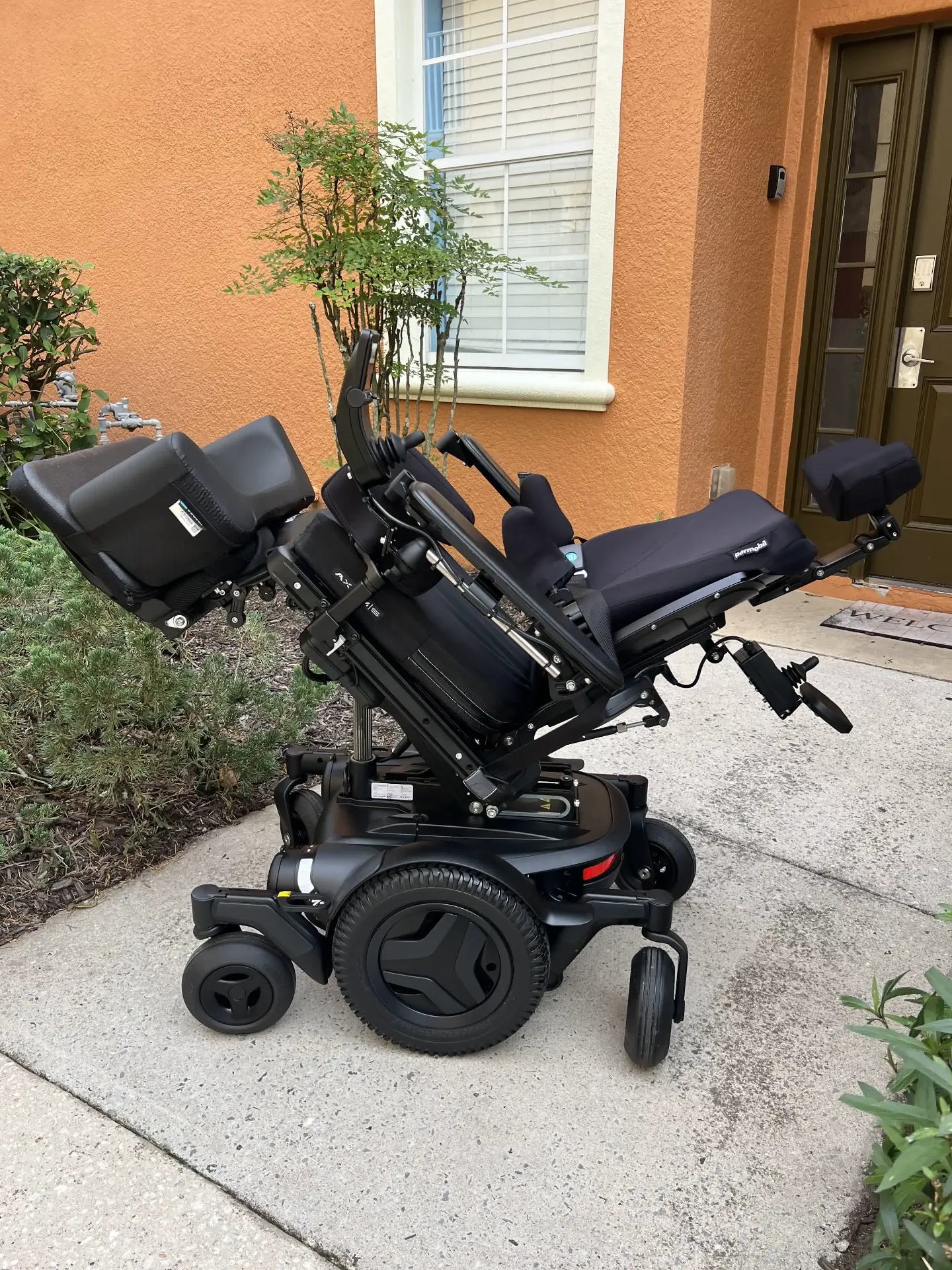 Permobil M3 Corpus in recline position with power legs elevated